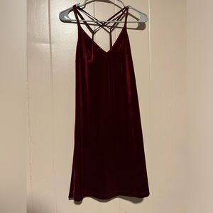 Elegant Burgundy Velvet Dress top shop